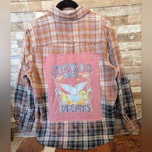 Fleetwood Mac Dreams Upcycled Dip Dye Bleached Flannel Shirt